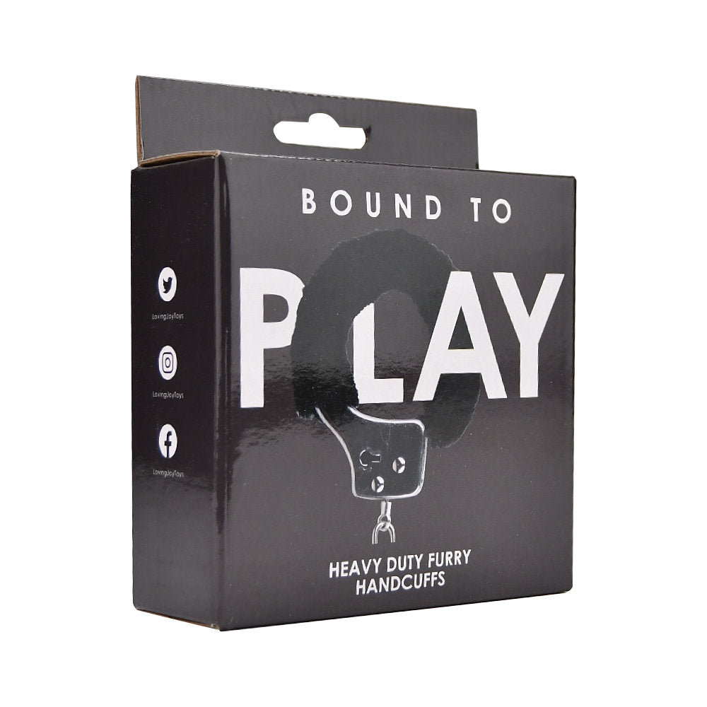 Bound to Play. Heavy Duty Furry Handcuffs Black - Allure Adornments
