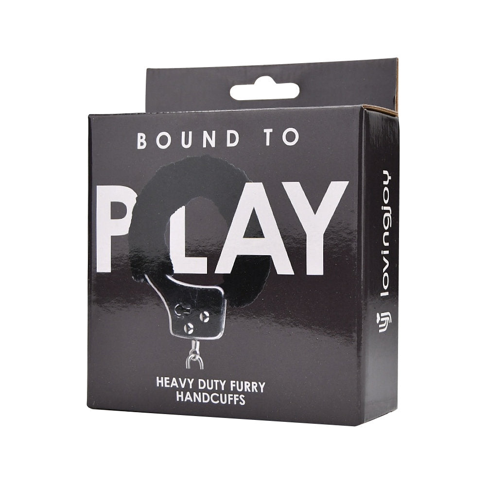 Bound to Play. Heavy Duty Furry Handcuffs Black - Allure Adornments