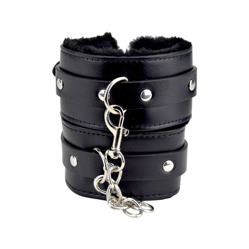 Bound to Please Furry Plush Wrist Cuffs Black - Allure Adornments