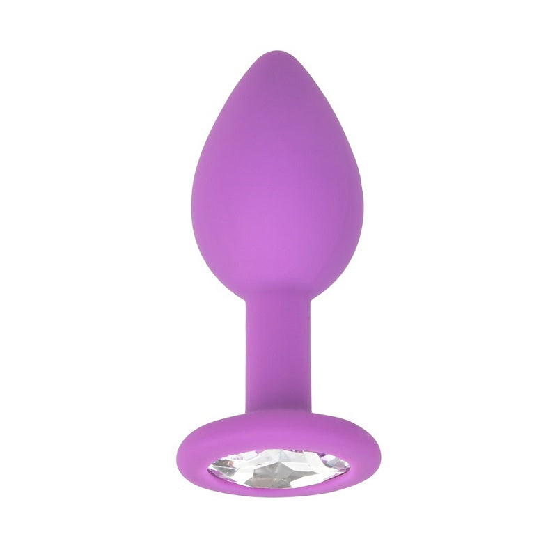 Loving Joy Jewelled Silicone Butt Plug Purple -Small - Allure Adornments