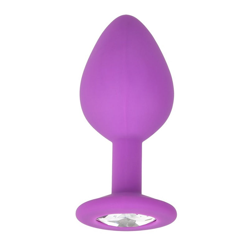 Loving Joy Jewelled Silicone Butt Plug Purple - Medium - Allure Adornments