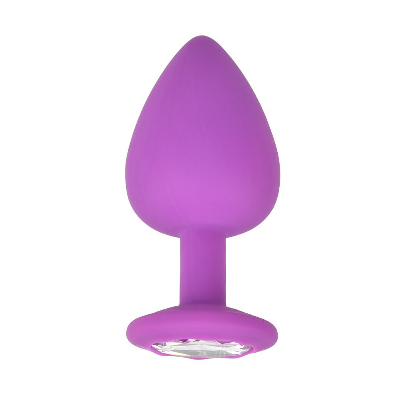 Loving Joy Jewelled Silicone Butt Plug Purple -Large - Allure Adornments