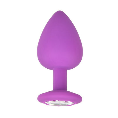 Loving Joy Jewelled Silicone Butt Plug Purple -Large - Allure Adornments