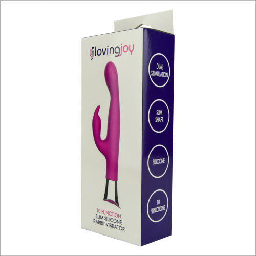 Loving Joy 10 Function Slim Silicone Rabbit Vibrator Purple - Allure Adornments