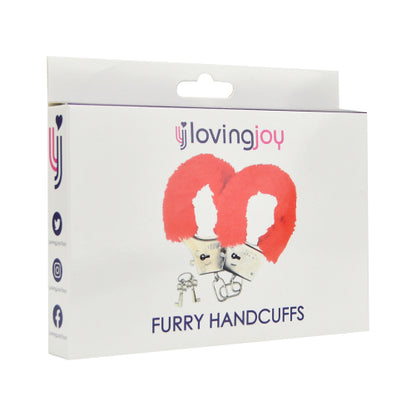 Loving Joy Furry Handcuffs Red - Allure Adornments