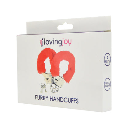 Loving Joy Furry Handcuffs Red - Allure Adornments