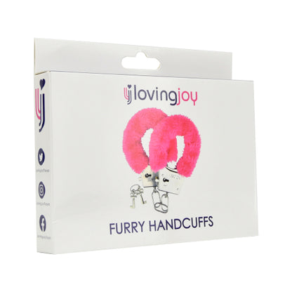 Loving Joy Furry Handcuffs Pink - Allure Adornments