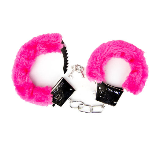 Loving Joy Furry Handcuffs Pink - Allure Adornments