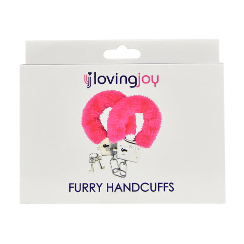 Loving Joy Furry Handcuffs Pink - Allure Adornments