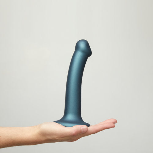 Strap-on-Me Duck Egg Blue Metallic Shine Mono Density Dildo Medium - Allure Adornments