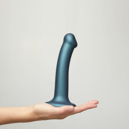 Strap-on-Me Duck Egg Blue Metallic Shine Mono Density Dildo Medium - Allure Adornments