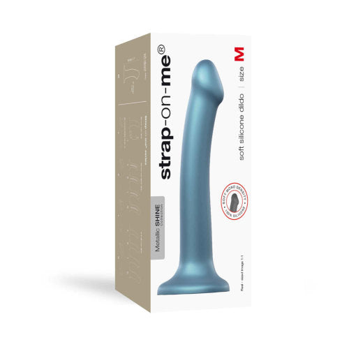 Strap-on-Me Duck Egg Blue Metallic Shine Mono Density Dildo Medium - Allure Adornments