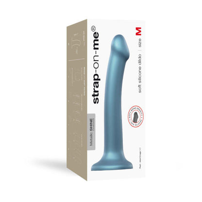 Strap-on-Me Duck Egg Blue Metallic Shine Mono Density Dildo Medium - Allure Adornments