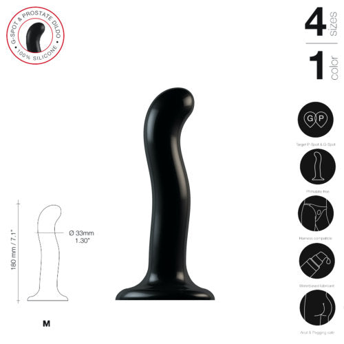 Strap-on-Me P&amp;G Spot Dildo Medium Black - Allure Adornments