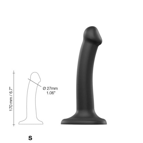 Strap-on-Me Semi-Realistic Dual Density Bendable Dildo Black Small - Allure Adornments