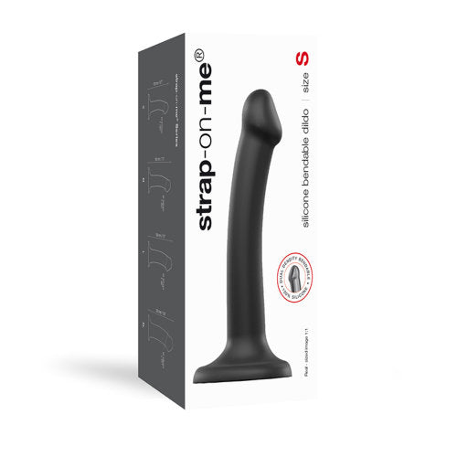 Strap-on-Me Semi-Realistic Dual Density Bendable Dildo Black Small - Allure Adornments