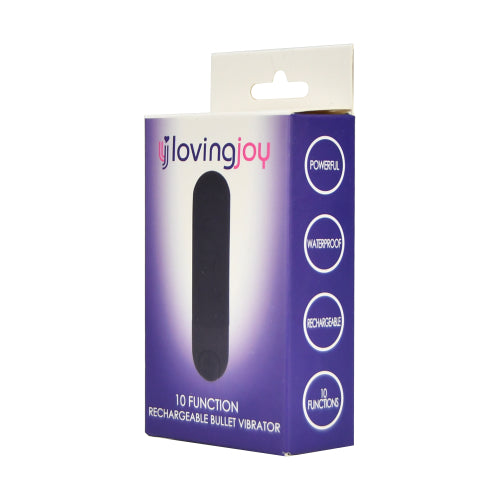 Loving Joy 10 Function Rechargeable Bullet Vibrator Black - Allure Adornments