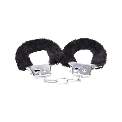 Bound to Play. Heavy Duty Furry Handcuffs Black - Allure Adornments