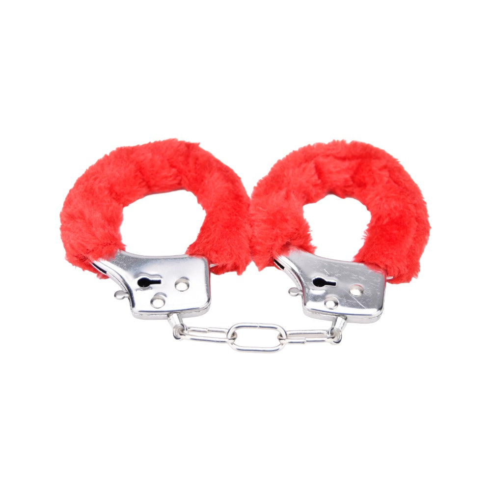 Bound to Play. Heavy Duty Furry Handcuffs Red - Allure Adornments
