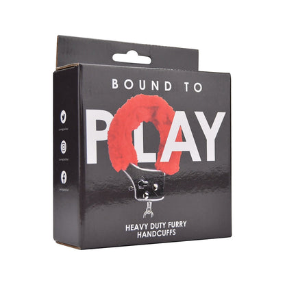Bound to Play. Heavy Duty Furry Handcuffs Red - Allure Adornments
