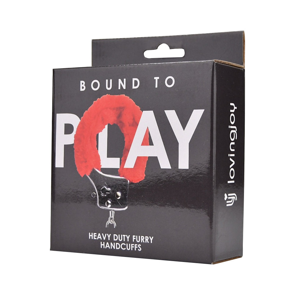 Bound to Play. Heavy Duty Furry Handcuffs Red - Allure Adornments