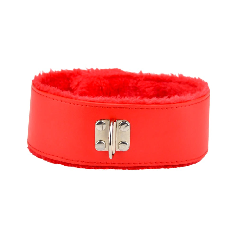Bound to Please Furry Collar with Leash Red - Allure Adornments