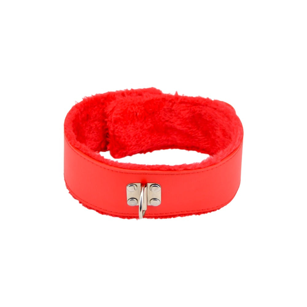 Bound to Please Furry Collar with Leash Red - Allure Adornments