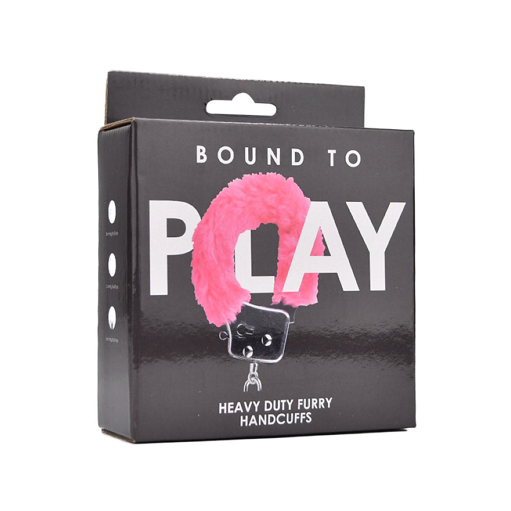 Bound to Play. Heavy Duty Furry Handcuffs Pink - Allure Adornments