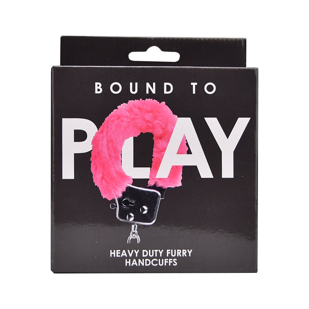 Bound to Play. Heavy Duty Furry Handcuffs Pink - Allure Adornments