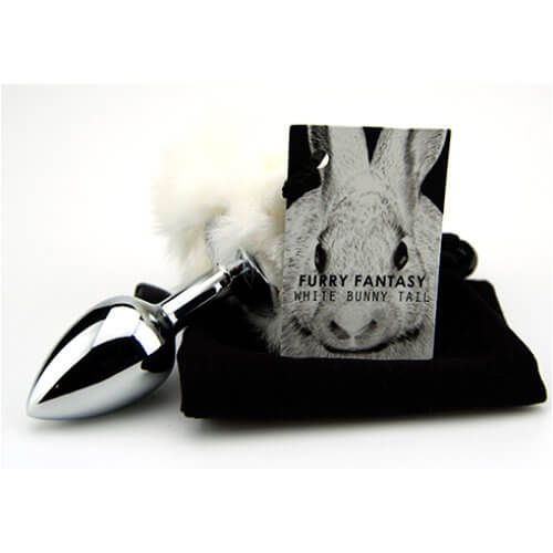 Furry Fantasy White Bunny Tail Butt Plug - Allure Adornments