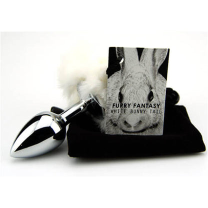 Furry Fantasy White Bunny Tail Butt Plug - Allure Adornments