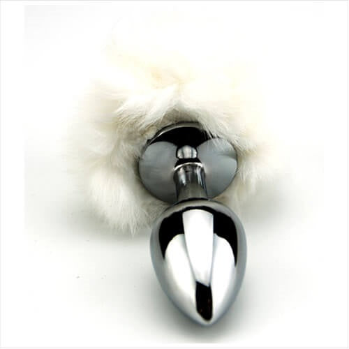 Furry Fantasy White Bunny Tail Butt Plug - Allure Adornments