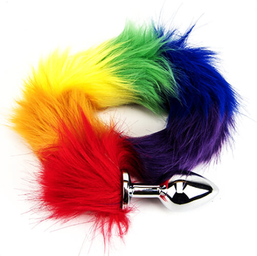 Furry Fantasy Rainbow Tail Butt Plug - Allure Adornments