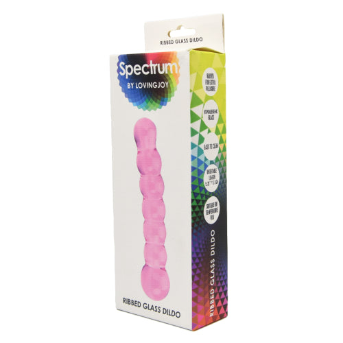 Spectrum Ribbed Glass Dildo - Allure Adornments