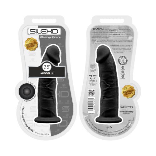 SilexD 7.5 inch Realistic Silicone Dual Density Dildo with Suction Cup Black - Allure Adornments