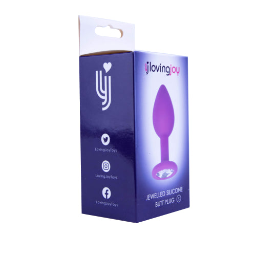 Loving Joy Jewelled Silicone Butt Plug Purple -Small - Allure Adornments