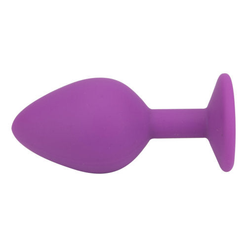 Loving Joy Jewelled Silicone Butt Plug Purple - Medium - Allure Adornments