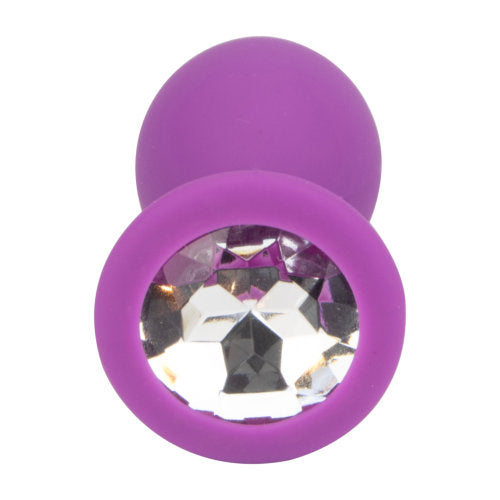 Loving Joy Jewelled Silicone Butt Plug Purple - Medium - Allure Adornments