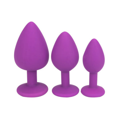 Loving Joy Jewelled Silicone Butt Plug Purple - Medium - Allure Adornments