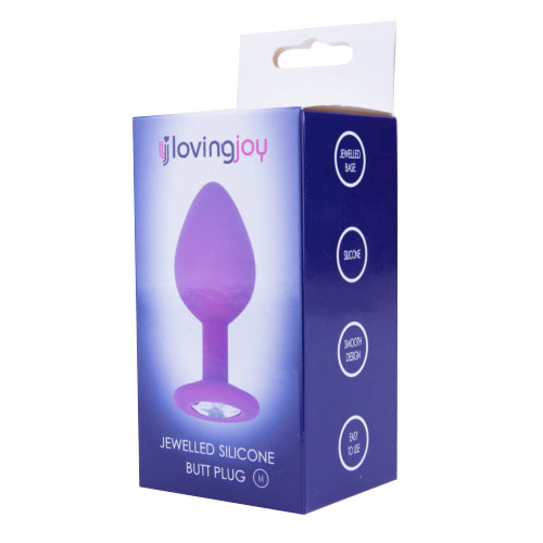Loving Joy Jewelled Silicone Butt Plug Purple - Medium - Allure Adornments