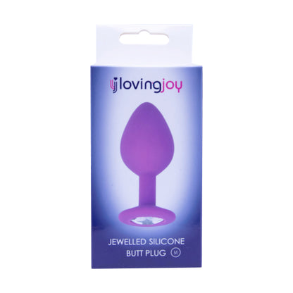 Loving Joy Jewelled Silicone Butt Plug Purple - Medium - Allure Adornments