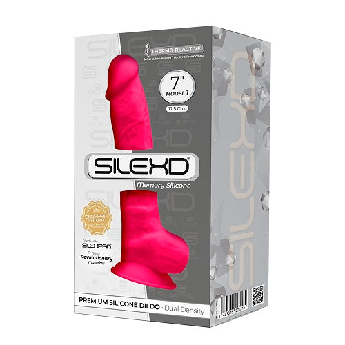 SilexD 7 inch Realistic Silicone Dual Density Dildo with Suction Cup and Balls Pink - Allure Adornments