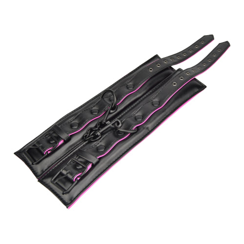 Bound to Please Pink &amp; Black Ankle Cuffs - Allure Adornments