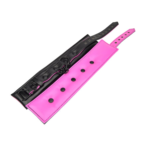 Bound to Please Pink &amp; Black Ankle Cuffs - Allure Adornments