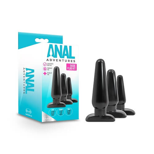 Anal Adventures Basic Plug Kit Black - Allure Adornments