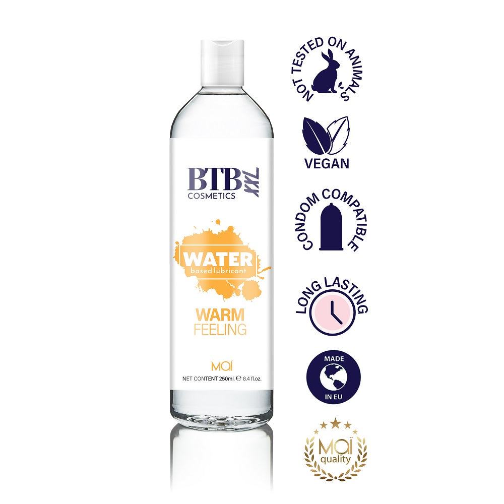 BTB Water Based Warm Feeling Lubricant 250ml - Allure Adornments