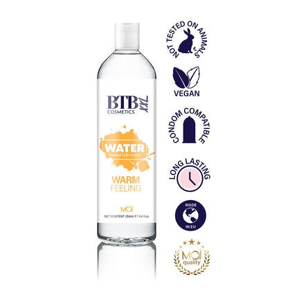 BTB Water Based Warm Feeling Lubricant 250ml - Allure Adornments