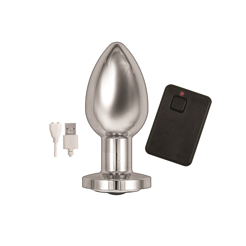 Ass-Sation Remote Controlled Vibrating Metal Butt Plug Silver - Allure Adornments