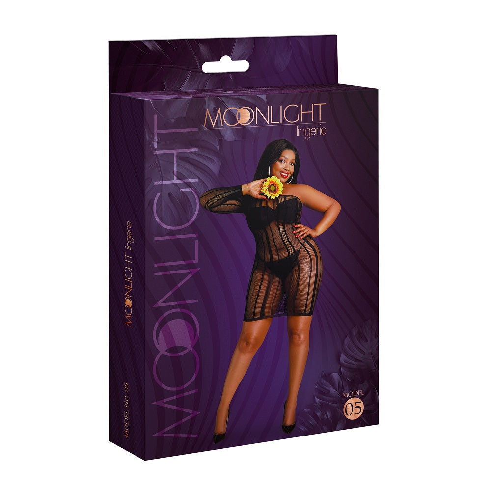 Moonlight Black Stripe Mini Dress Plus Size - Allure Adornments
