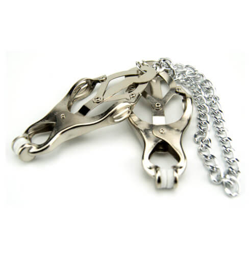 Bound to Please Squeezer Teaser Clover Nipple Clamps with Chain - Allure Adornments